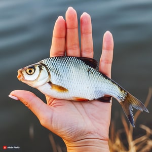 peixe sendo apoiado por uma mão humana